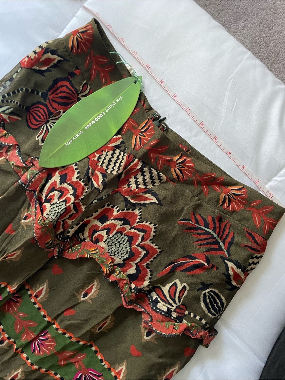 NWT FARM Rio Ainika Floral Garden Maxi Skirt Tiered Maxi Skirt in Olive and Rust - Picture 11 of 12